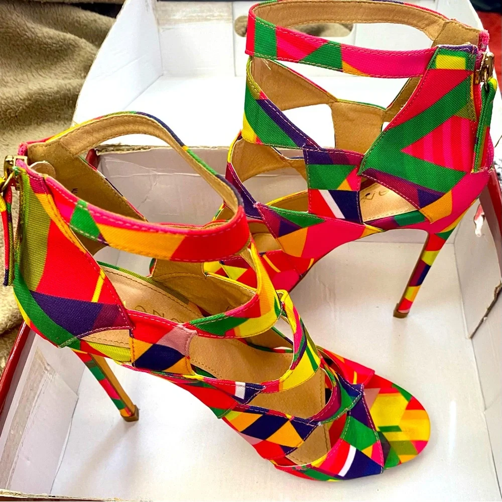 Size 10 Multi Colored stilettos - Picture 1 of 3